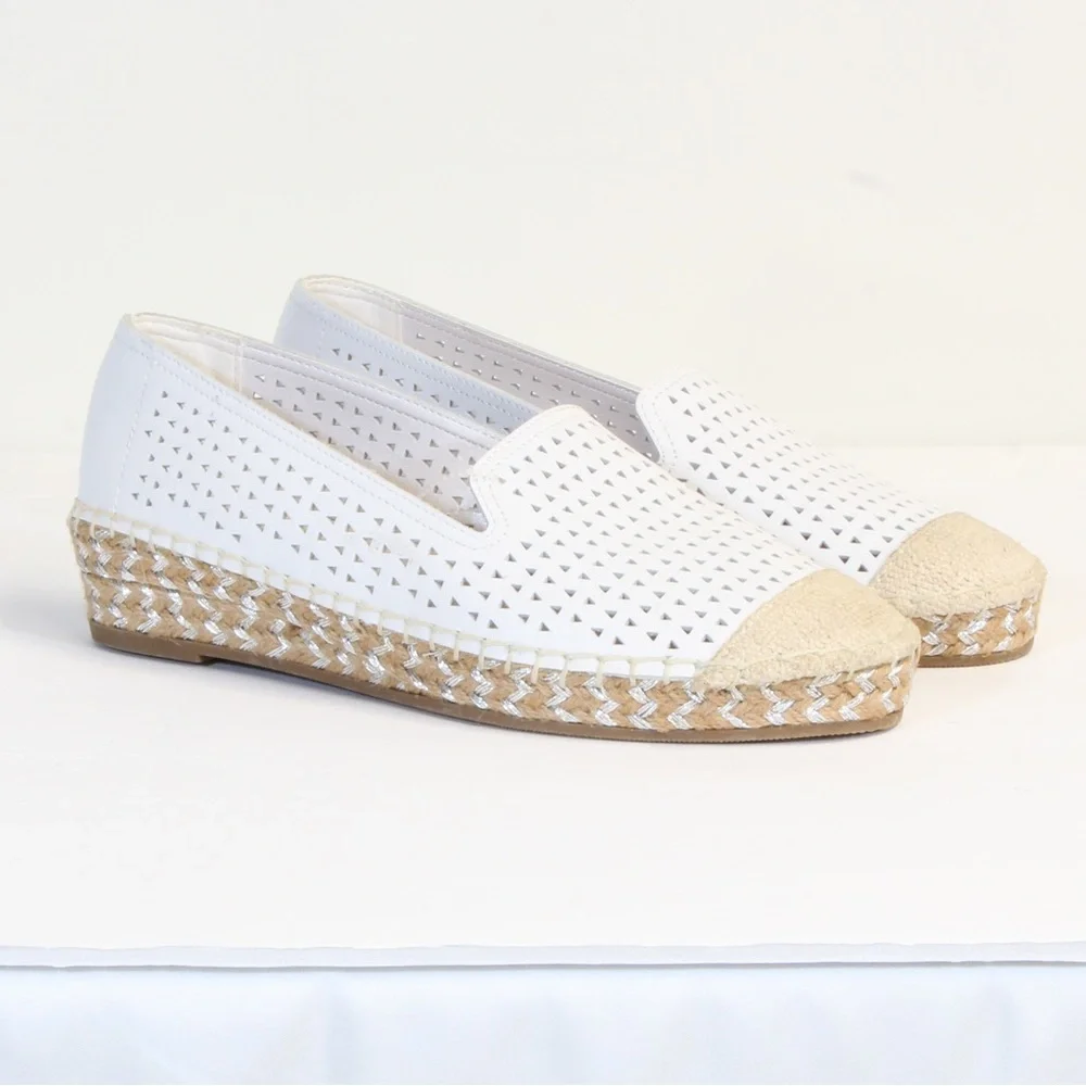 Bella Vita White Channing Slip-on Perforated Espadrille Size 6.5